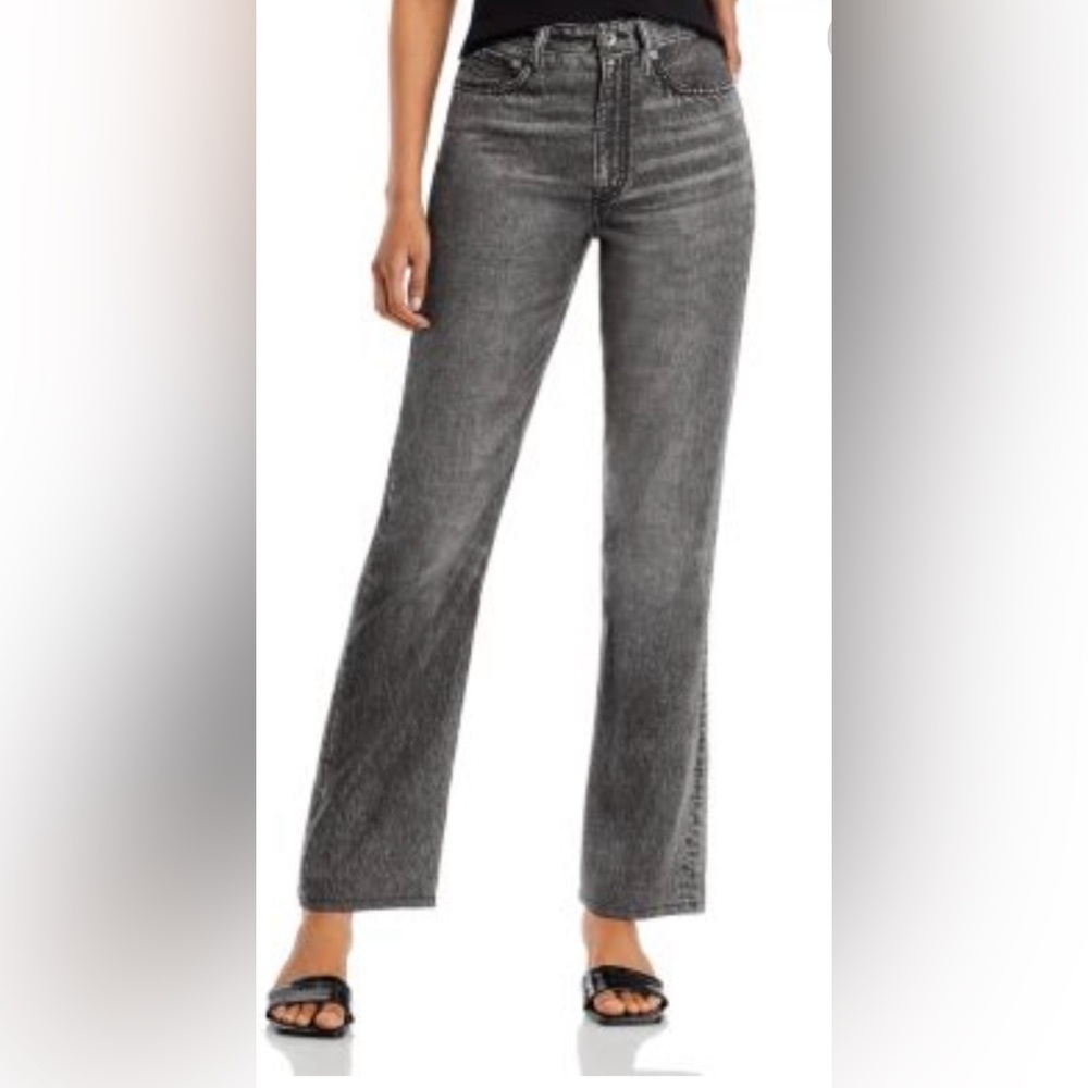 Rag & Bobe black magic liquid Alex High Rise straight Women Jeans - Black